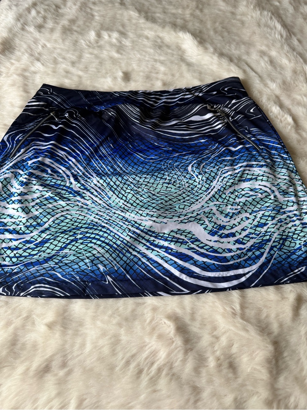 Tail Blue Wave-Print Mini Skirt